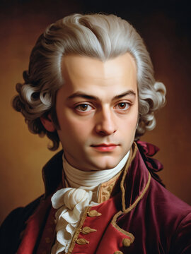 Mozart&rsquo;s portrait exudes classical elegance and charm.