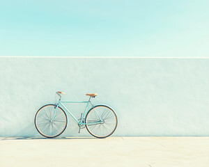 Fototapeta premium Minimalist Outdoor Scene with a Bicycle Against a Wall