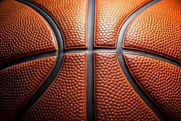 Obraz premium Close-up basketball texture captured in a panoramic view.