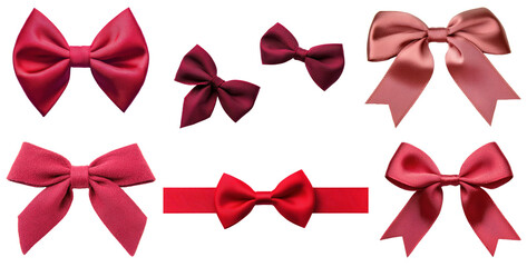 Colorful Satin Bows for Crafts and Decorations  isolated on transparent background