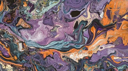 Fototapeta premium Galactic abstract scene, deep-space colors with nebula-like patterns, cosmic clouds in purples and blues