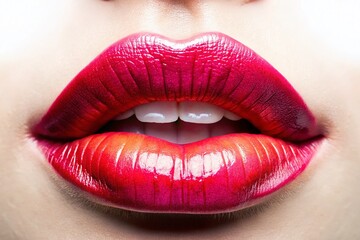 Obraz premium Dramatic panoramic close-up of lips, set against a clean white.