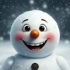 Obraz premium A Closed-Up Shot of A Happy 3d Snowman