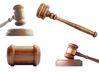 Elegant Wooden Gavel Set for Legal Themes  isolated on transparent background