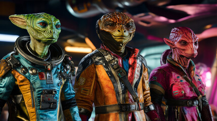 Fototapeta premium Alien Characters in Futuristic Space Suits