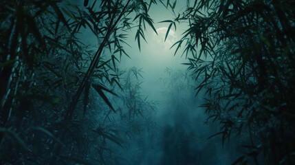 Mysterious Bamboo Forest Under Moonlight