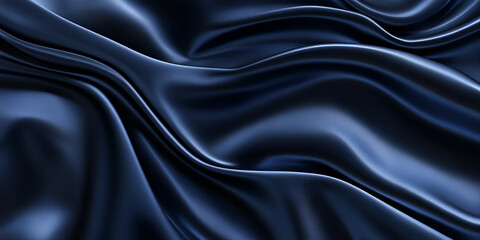 Fototapeta premium Dark Blue Silk Fabric with Elegant Waves