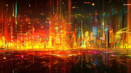 Obraz premium Futuristic Neon Cityscape Illustration