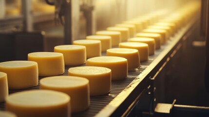 Obraz premium Cheese factory production line