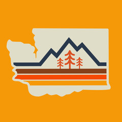 Washington DC Nature Symbol With Retro Lines and Mountain perfect for print, apparel, sticker, etc © Alif17