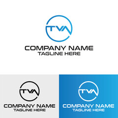 Initial TVA letter typography rounded vector logo design template