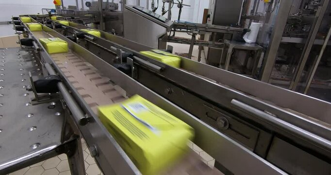 Butter production. An automated line for the production of dairy products in a modern factory