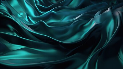 Obraz premium Glossy Dark Green and Blue Textured Fabric Waves