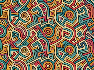 Seamless Hand Drawn Shapes Abstract Pattern Print Design