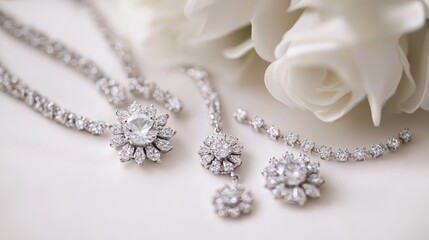 Elegant Bridal Jewelry with White Roses