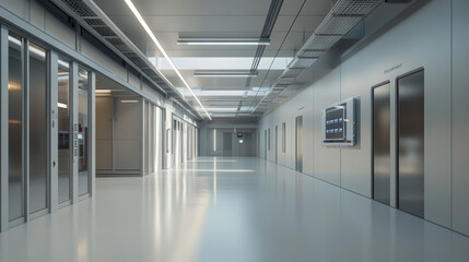 Obraz premium Modern Industrial Corridor with Sleek Design