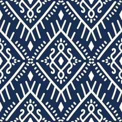Ikat seamless pattern, geometric design, motif ethnic handmade, Ikat ethnic tribal, boho colors seamless wallpaper. Ethnic Ikat abstract background art,