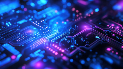 Obraz premium Futuristic Circuit Board with Glowing Lines