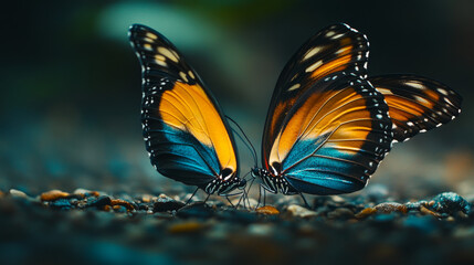 Obraz premium Vibrant Butterflies on Pebbled Ground