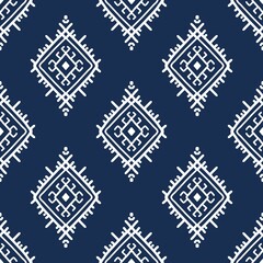 Ikat seamless pattern, geometric design, motif ethnic handmade, Ikat ethnic tribal, boho colors seamless wallpaper. Ethnic Ikat abstract background art,