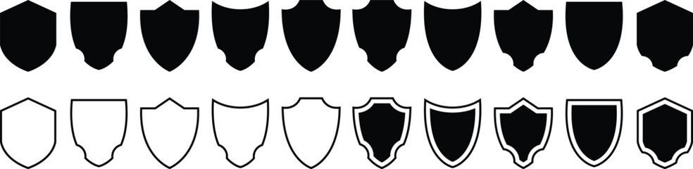 Shield icons set. Abstract design elements for concept of safety, security and protection. Protect shield vector. Vector illustration