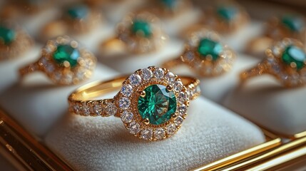Fototapeta premium Elegant Jewelry Display with Emerald Accents