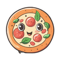 Fototapeta premium Cute Cartoon Pizza Character - High Quality Vector Graphic for Italian Food-Related Designs