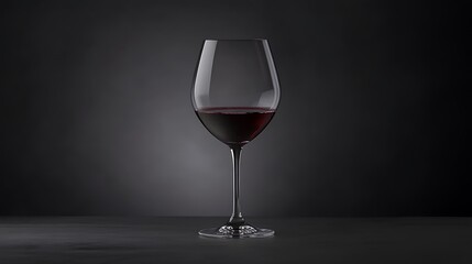 Elegant wine glass filled with a deep red wine against a dark background