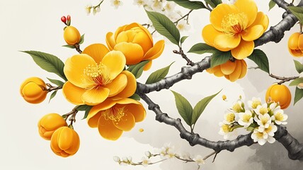 the Yellow Apricot Flower is a traditional lunar new year symbol