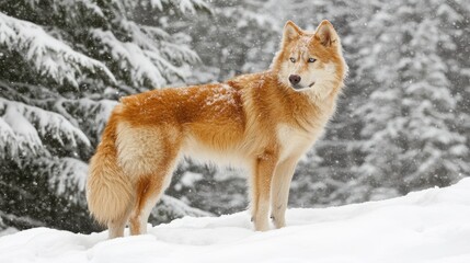 Obraz premium Majestic Wolf in Snowy Winter Landscape