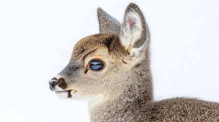 Fototapeta premium Close-Up of a Young Deer on a White Background