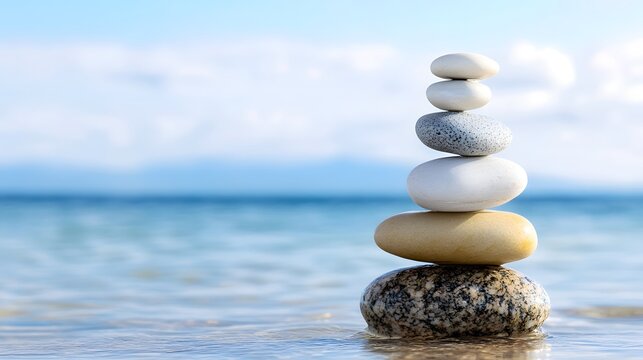 Stack smooth stones to create balance