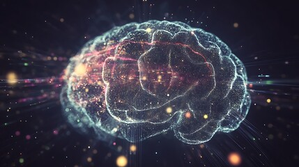 Fototapeta premium Advanced AI visualization with dynamic data flow and digital effects