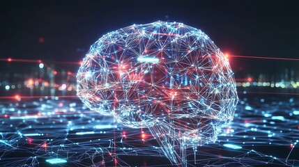 Conceptual representation of machine learning with interconnected data points