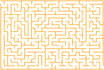 Labyrinth game way. Square maze, simple logic game with labyrinths way. How to find out quiz, finding exit path rebus or logic labyrinth challenge isolated vector illustration