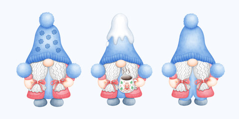 Adorable Watercolor Christmas Gnome Illustration. Whimsical and Festive Holiday Gnome Art for Greeting Cards and Seasonal Decor