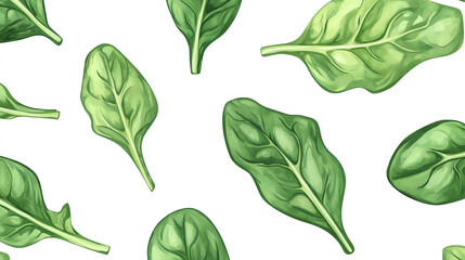 Fresh spinach leaves on a white isolated background.
