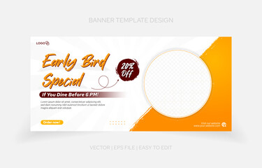 Fototapeta premium Template design Food banner for promotion. eateries, restaurant, cafe and more purpose promotion