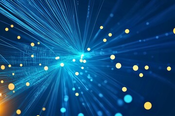 This image showcases a dynamic blend of blue and yellow light streaks, representing connectivity and data flow in a visually captivating, abstract style.