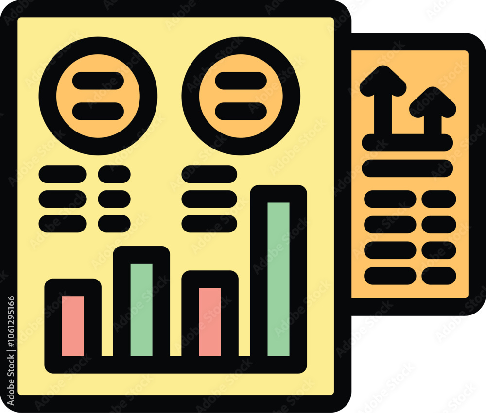 Poster delivery service application interface showing parcel status with graphs, bars and arrows on a table