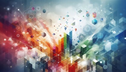 Abstract Geometric Digital Background with Hexagons and Connecting Lines