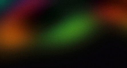 Noise texture grainy background, purple red orange green black abstract glowing vibrant color gradient shape, dark retro banner poster header backdrop design