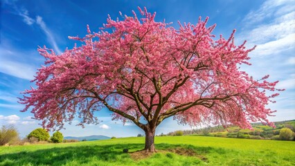 Botanical illustration of prunus avium, also known as wild cherry or gean