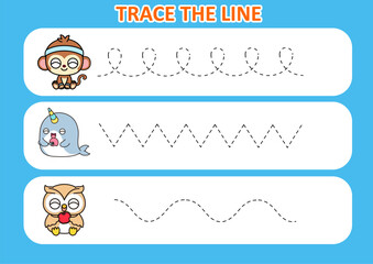 trace the line cute animal . game for kids