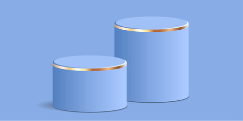 cylinder podium tube circle podium with gold strip stage 3d Abstract minimal scene mockup products display studio, Stage showcase. Vector geometric forms	