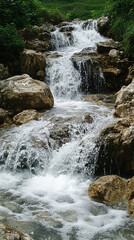 Obraz premium Beauty in nature, amazing waterfall , Beautiful landscape of waterfall, Water stream of waterfall cascade in nature forest landscape 
