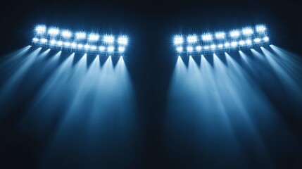 Obraz premium illuminated stadium lights piercing through the dark night sky, creating an electrifying atmosphere for a soccer match. the dramatic lighting captures the excitement and energy of sporting events HD