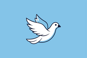 Dove in Peace Vector Illustration - Cartoon, Clipart, and Line Art Design for Print and Digital Use