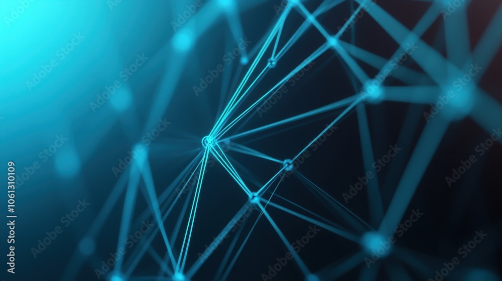 Wall mural abstract network structure with interconnected lines and nodes, creating a modern technological back