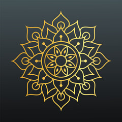 gold color luxury ornamental mandala background design for print, poster, cover, flyer, banner